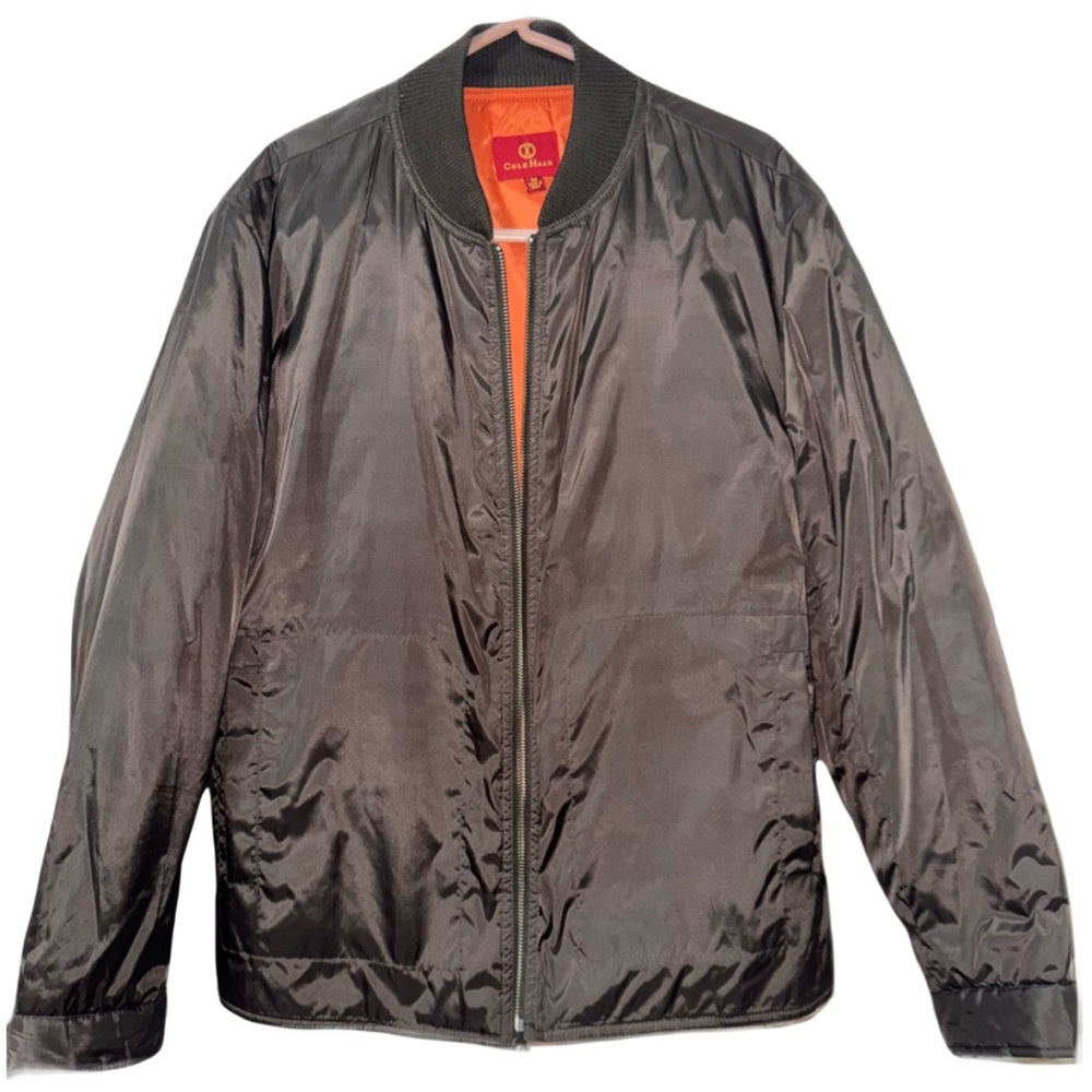 Cole Haan Brown and Orange G-III Apparel Thermore Bomber Varsity Style Jacket